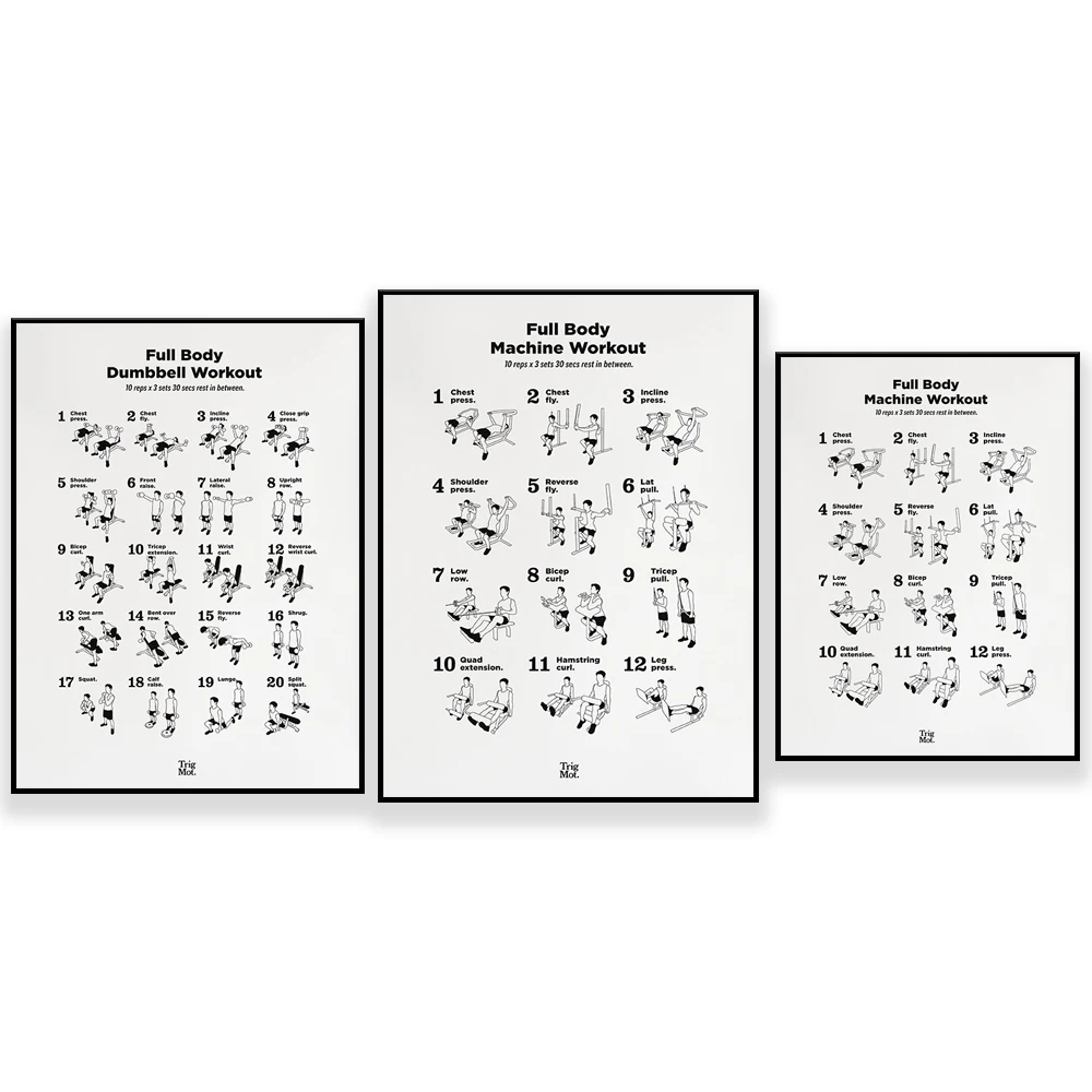 Home Gym Dumbbell Workout - Peinture sur toile 2D, affiche d'entraînement