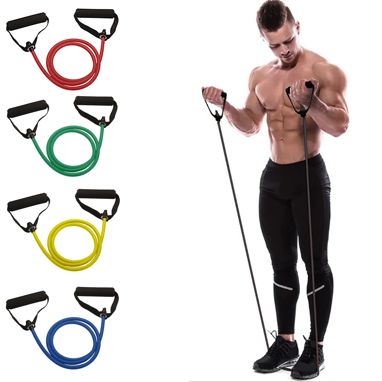 Home Gym Leg Press - Bandes de résistance avec poignées, bandes