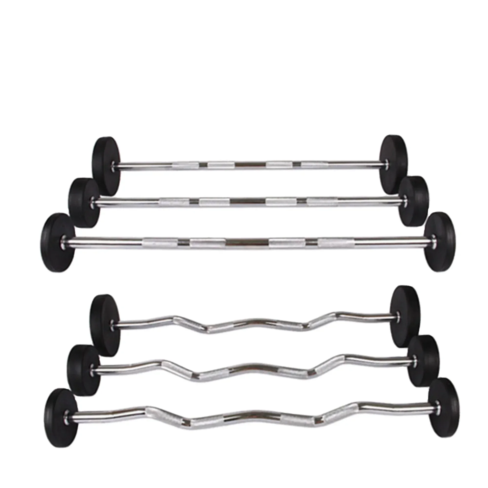 Barbell Curl Bar - Barre de musculation droite en caoutchouc
