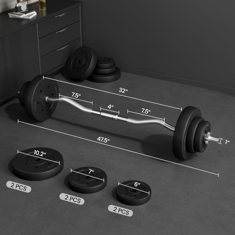 Ensemble d'haltères - Curl Bar - Barbell Curl Bar avis et prix