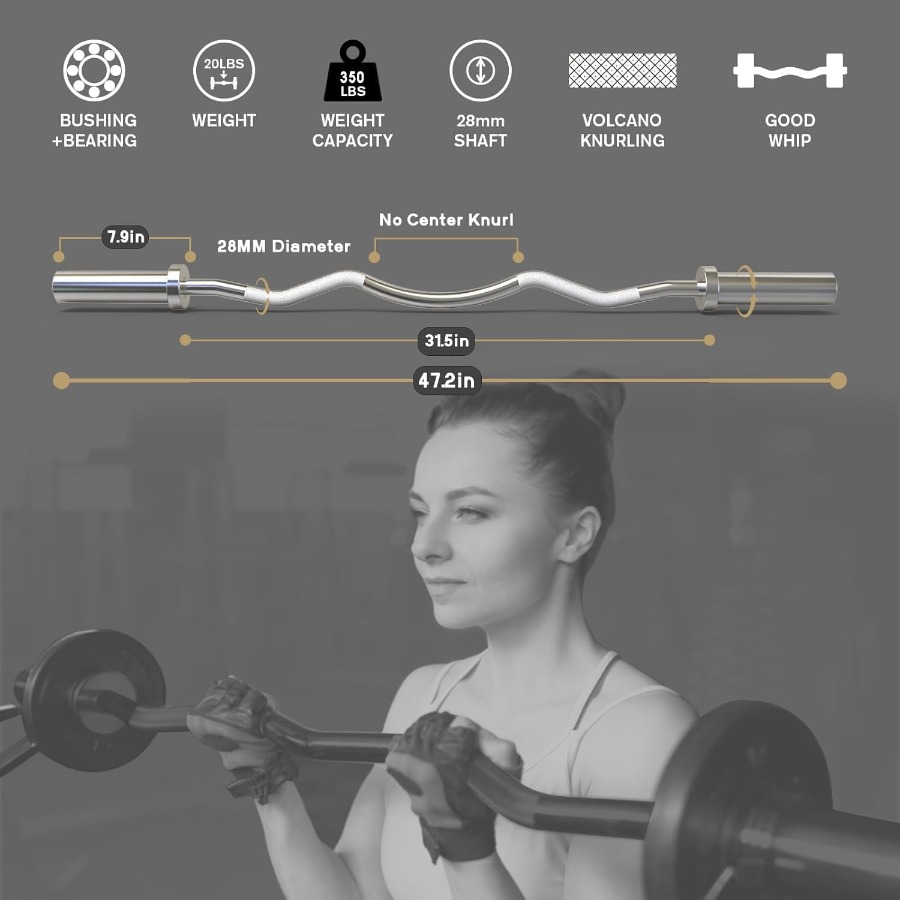 Barre EZ Curl de 2 pouces avec - Barbell Curl Bar avis et prix
