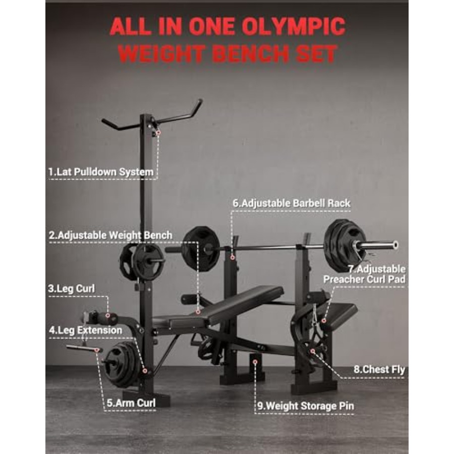 Banc de musculation pliable 8- - Home Gym Weight Bench avis et prix