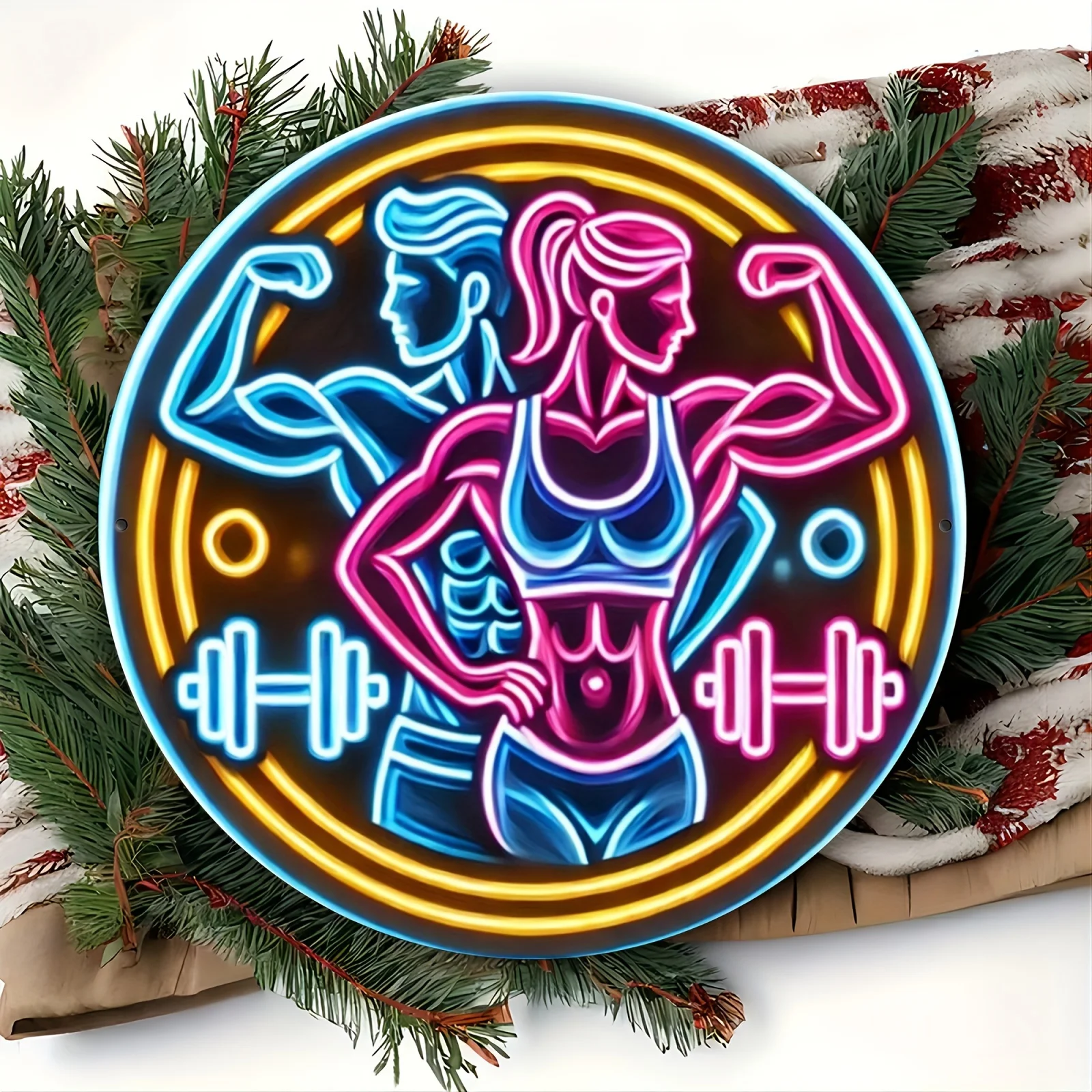 Enseigne Métallique 2D Néon Fi - Home Gym Dumbbell Workout avis et prix