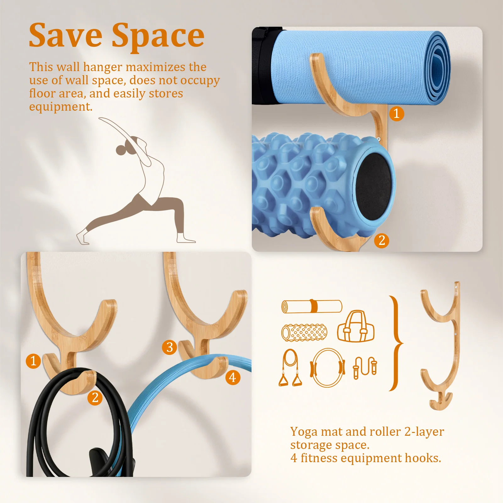 Support mural pour tapis de yo - Home Gym Yoga Mat Storage avis et prix
